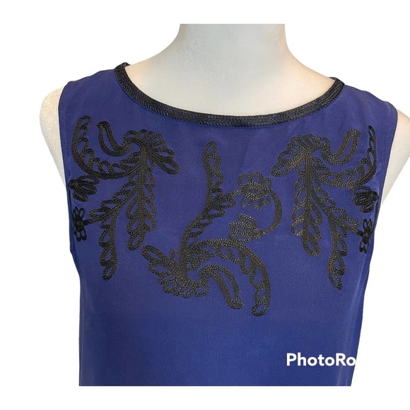 MADEWELL Silk Navy Blue and Black Tank Top - Picture 2 of 9